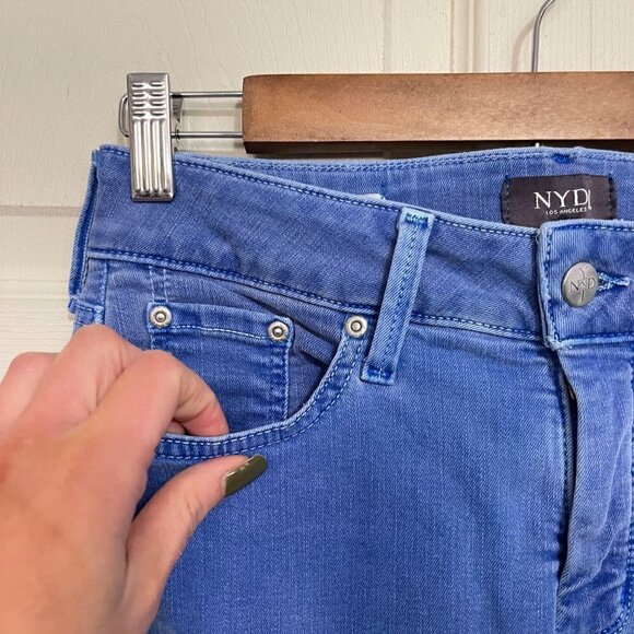 NYDJ Women's Parisian Blue Colored Raw Hem Sheri Ankle Straight Stretch Jeans 2 - Picture 7 of 11